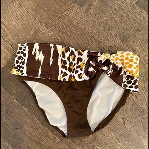 Eddie Bauer Bikini Bottoms, 8, EUC, Brown/White Animal Print